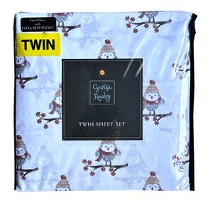 Cynthia Rowley Twin 3PC Sheet Set NWT Winter Weatherbirds Christmas Holiday